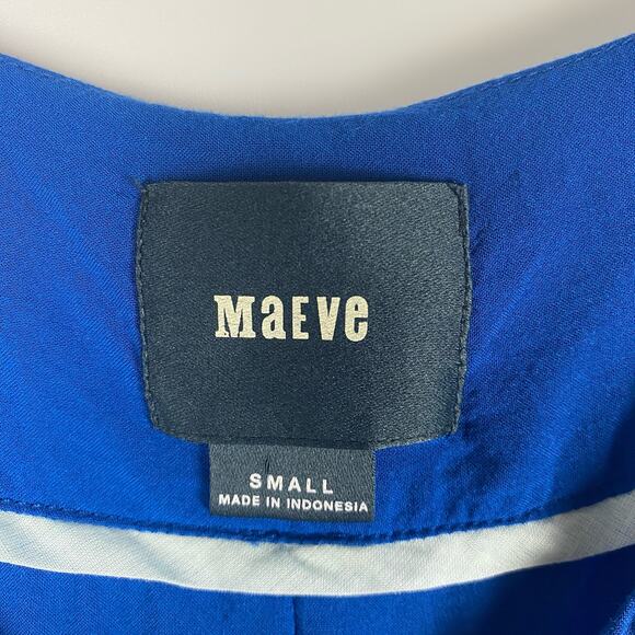 Maeve Anthropologie Royal Blue Rayon Blouse Roll Tab Sleeve Womens Size Small - Picture 6 of 10